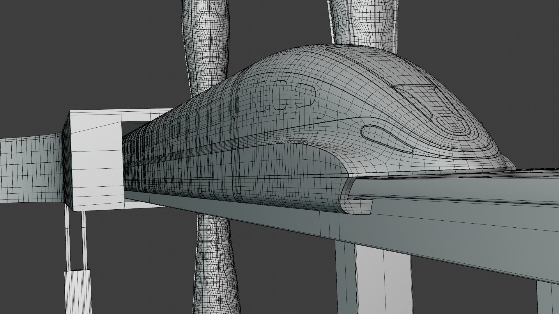 Future skyscrapers with maglev station 3D model_5