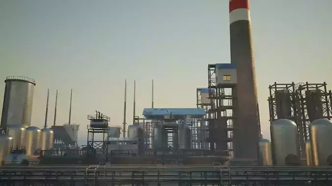 Chemical Plant Low-poly 3D model