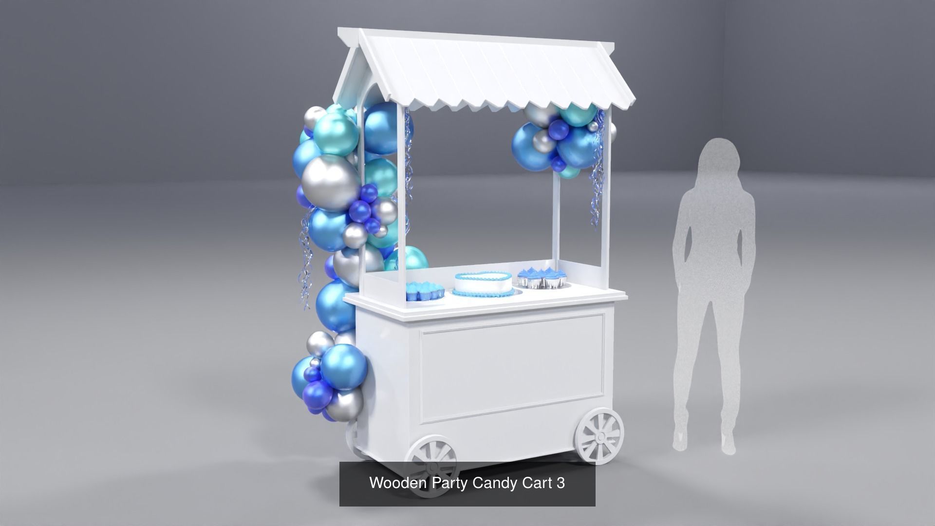 Wooden Party Candy Carts - 4 Pack 3D Model Collection_3