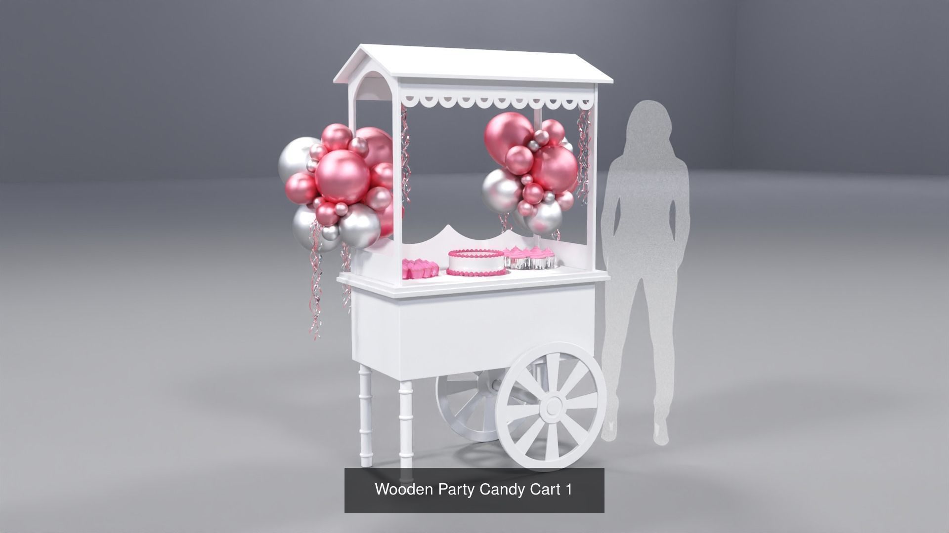 Wooden Party Candy Carts - 4 Pack 3D Model Collection_1