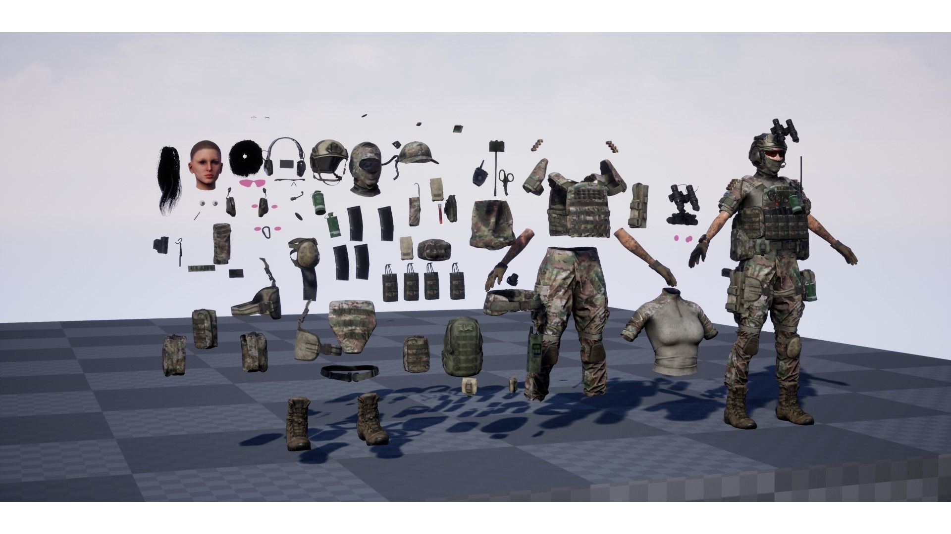 Female-Military Low-poly 3D model_7