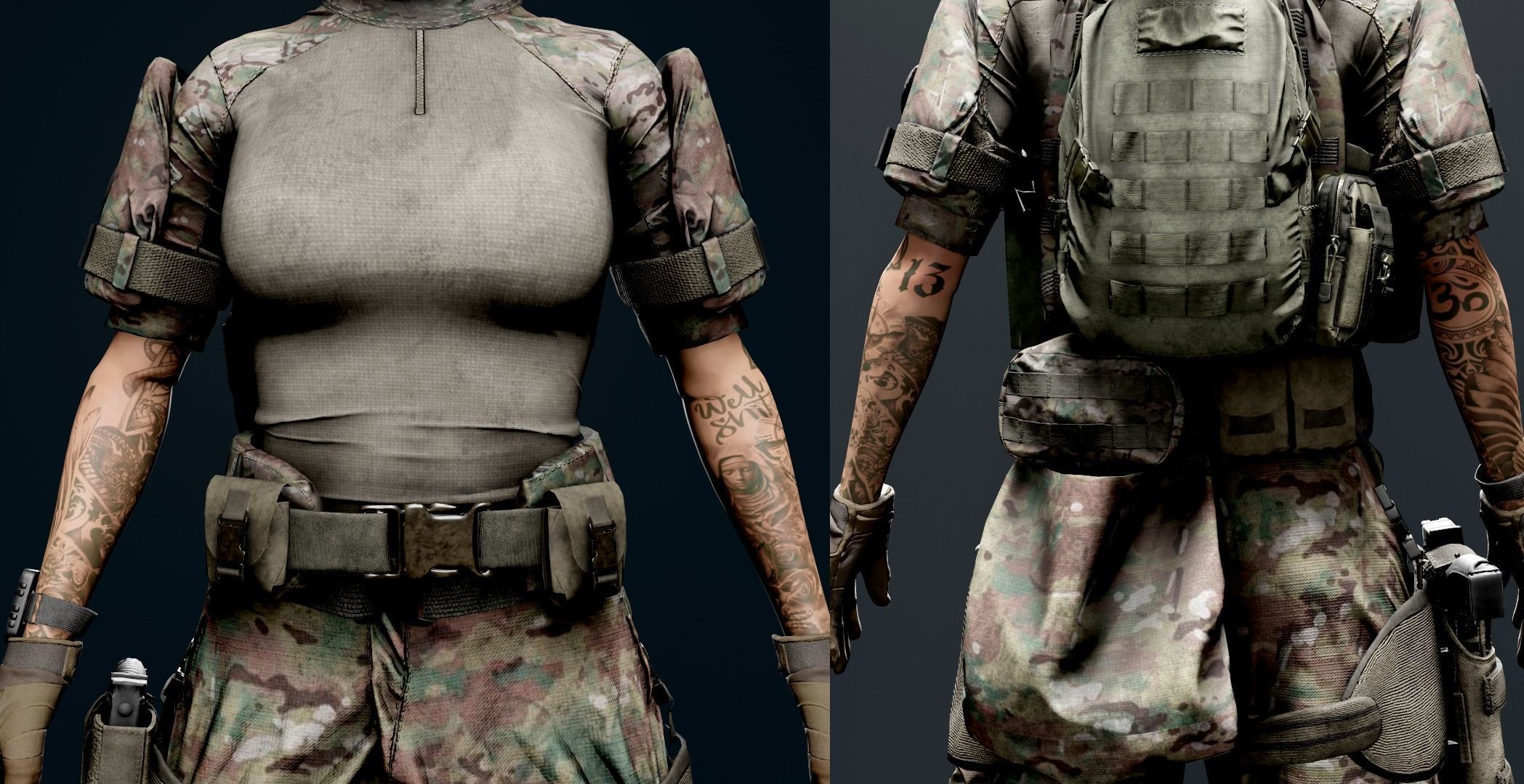 Female-Military Low-poly 3D model_9