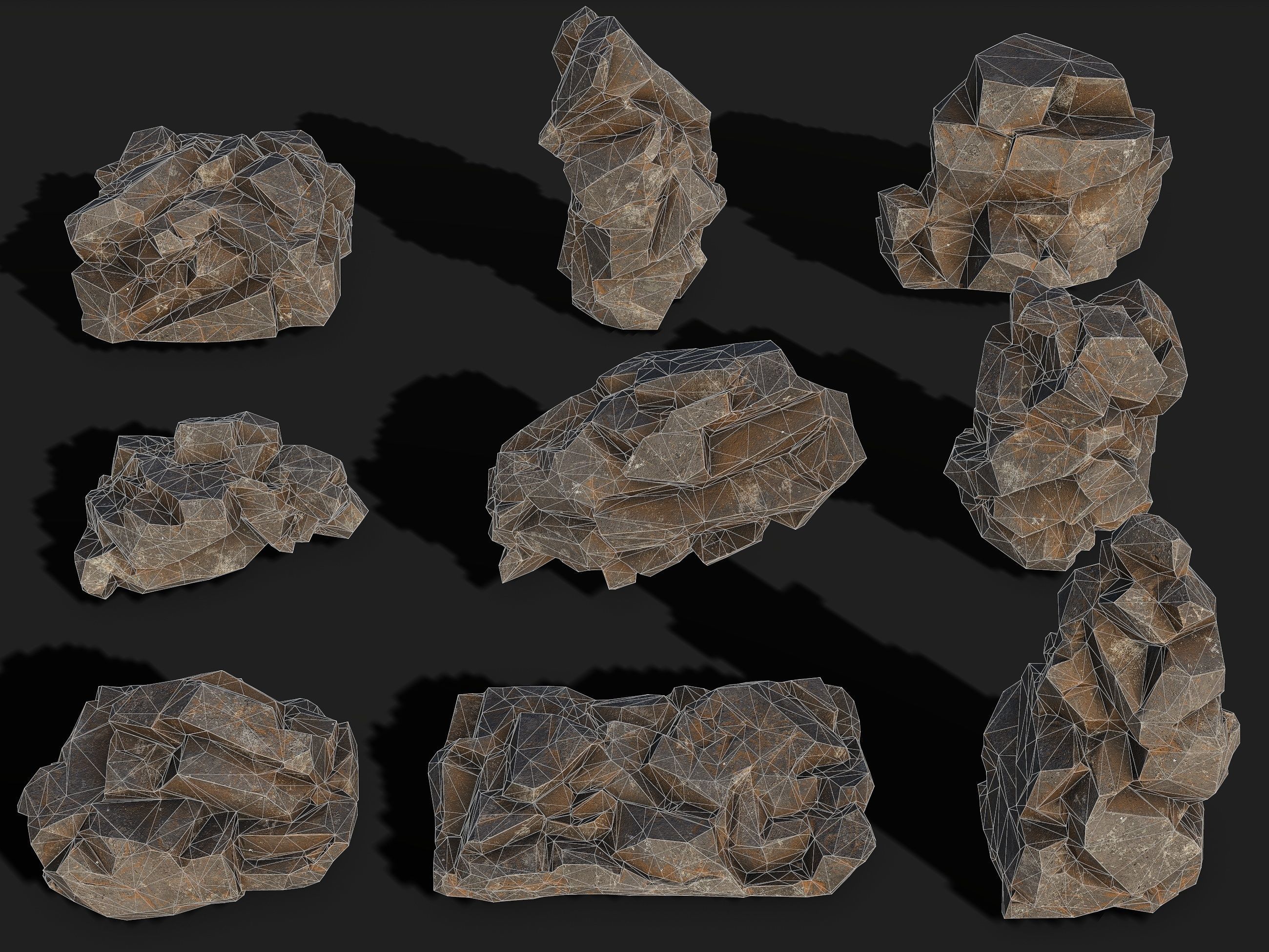 Mountain cliff Rocks - PBR Pack 01 Low-poly 3D model_1