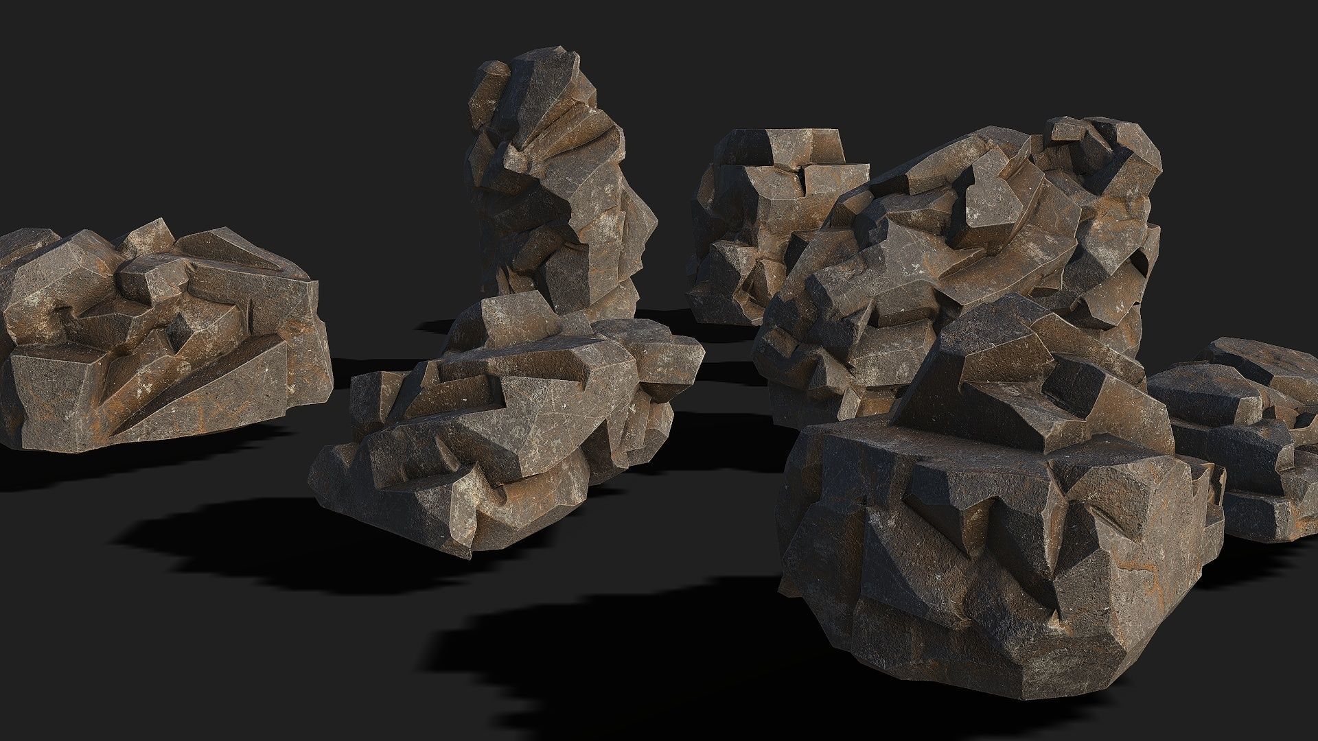 Mountain cliff Rocks - PBR Pack 01 Low-poly 3D model_3