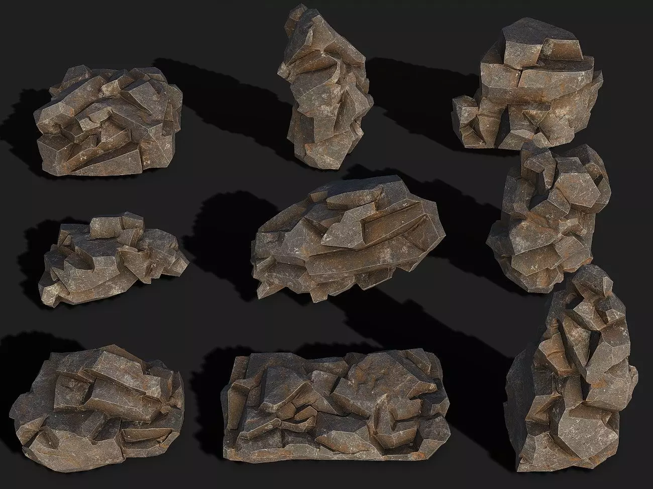 Mountain cliff Rocks - PBR Pack 01 Low-poly 3D model_0