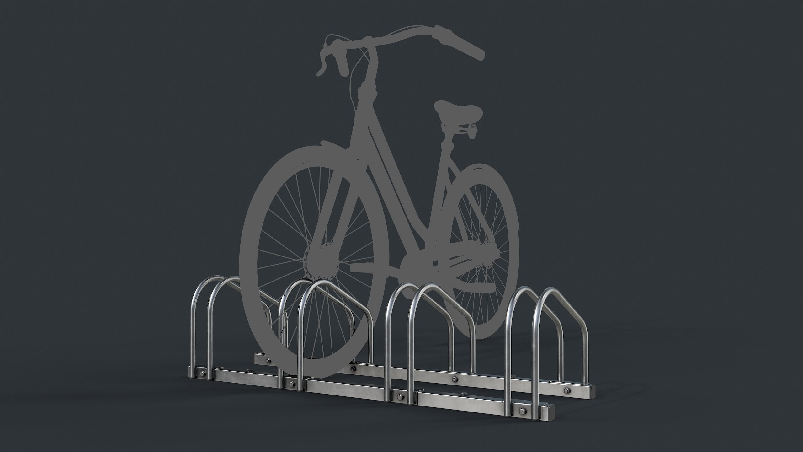 Bike Rack 1 PBR Game Ready Low-poly 3D model_2
