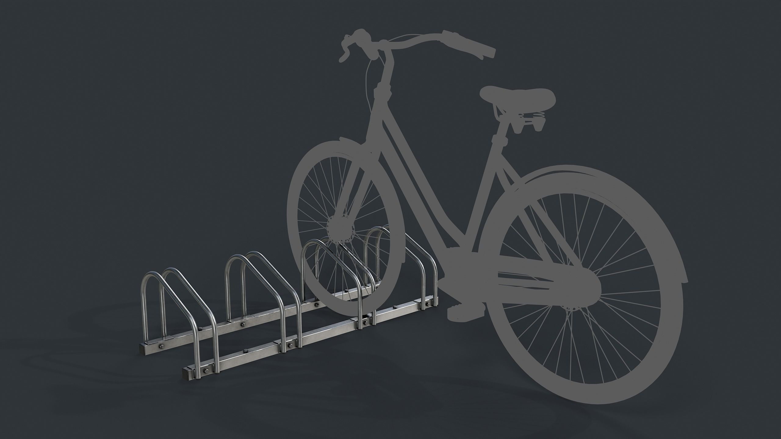 Bike Rack 1 PBR Game Ready Low-poly 3D model_1