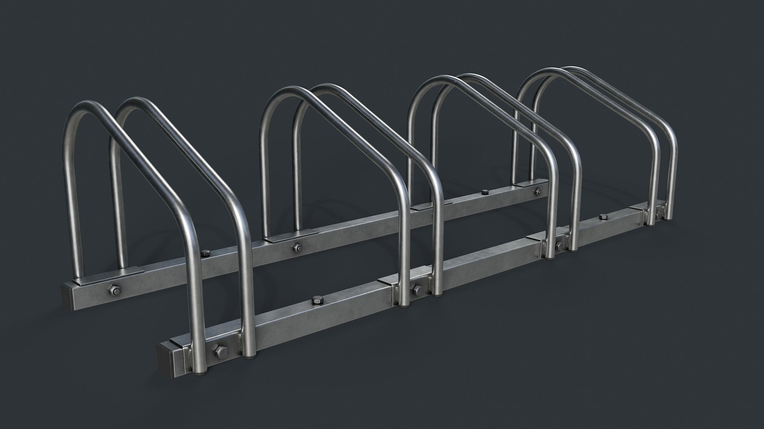 Bike Rack 1 PBR Game Ready Low-poly 3D model_3