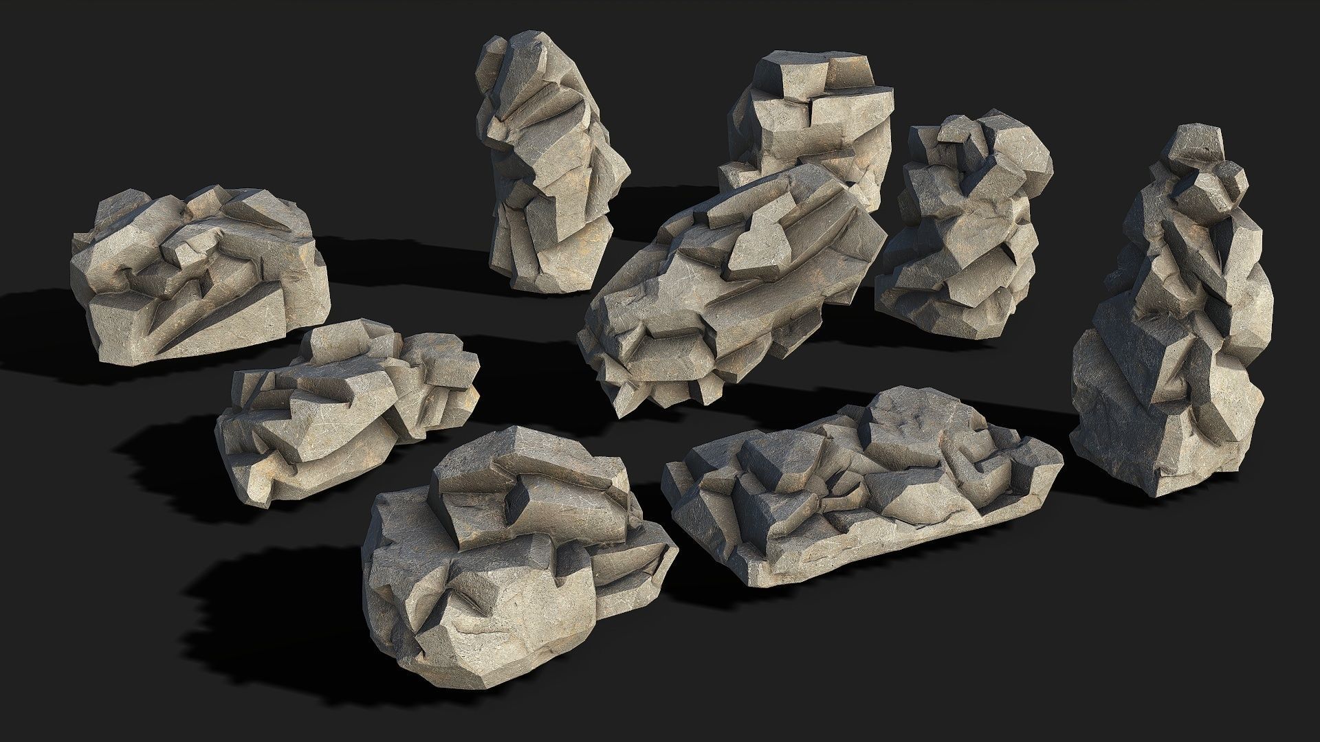 Mountain cliff Rocks - PBR Pack 02 Low-poly 3D model_2
