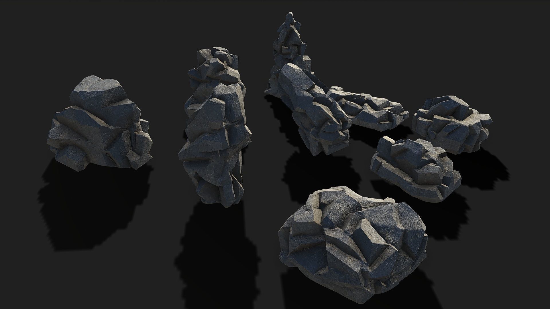 Mountain cliff Rocks - PBR Pack 02 Low-poly 3D model_4