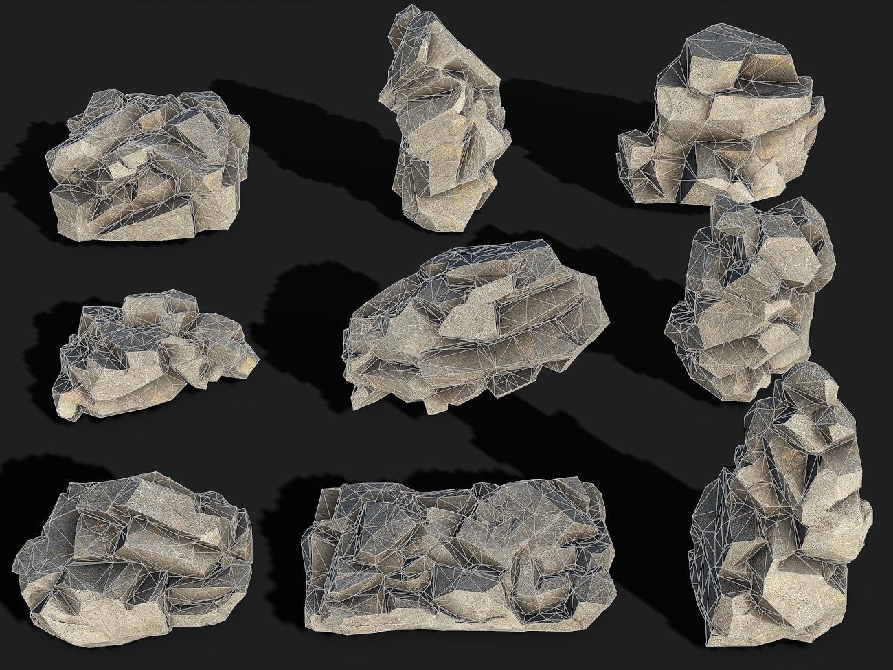 Mountain cliff Rocks - PBR Pack 02 Low-poly 3D model_1