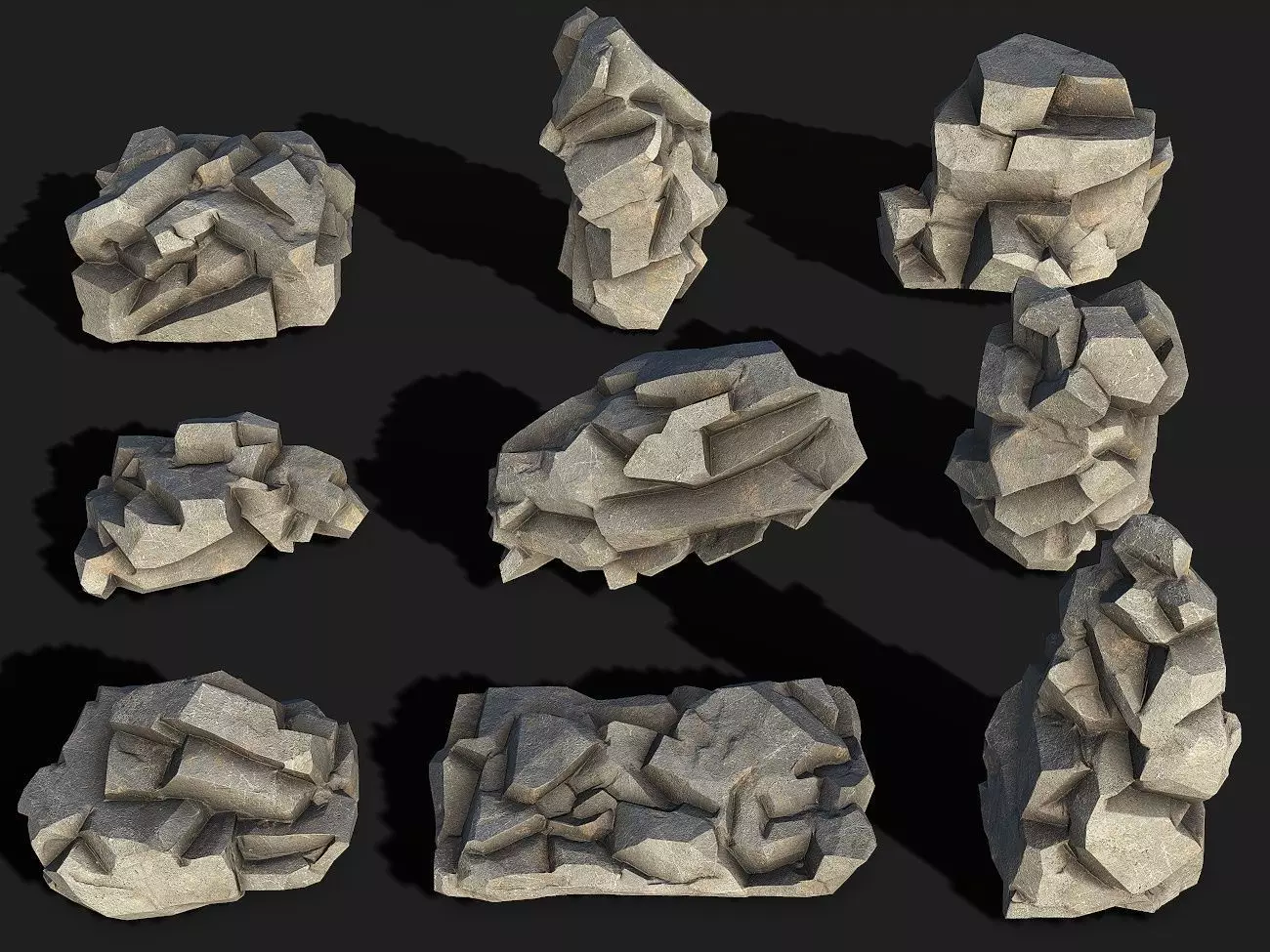 Mountain cliff Rocks - PBR Pack 02 Low-poly 3D model_0