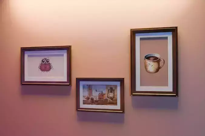 Cafe Wall Pictures Free 3D model