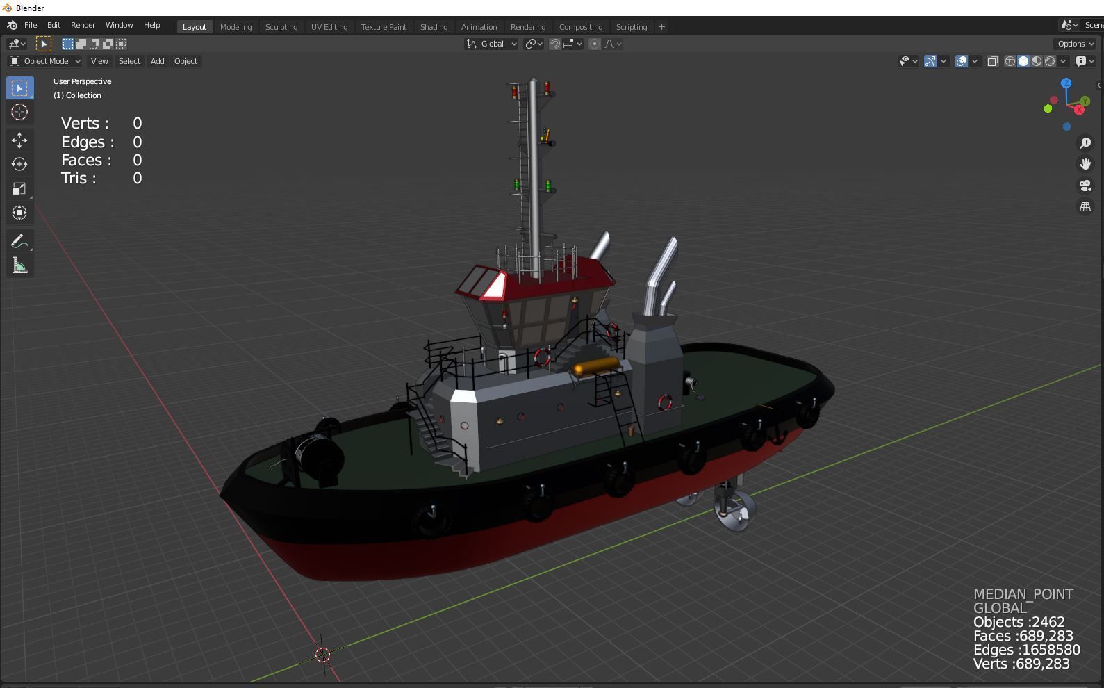 Tugboat CGI and Printed Model Low-poly 3D model_1