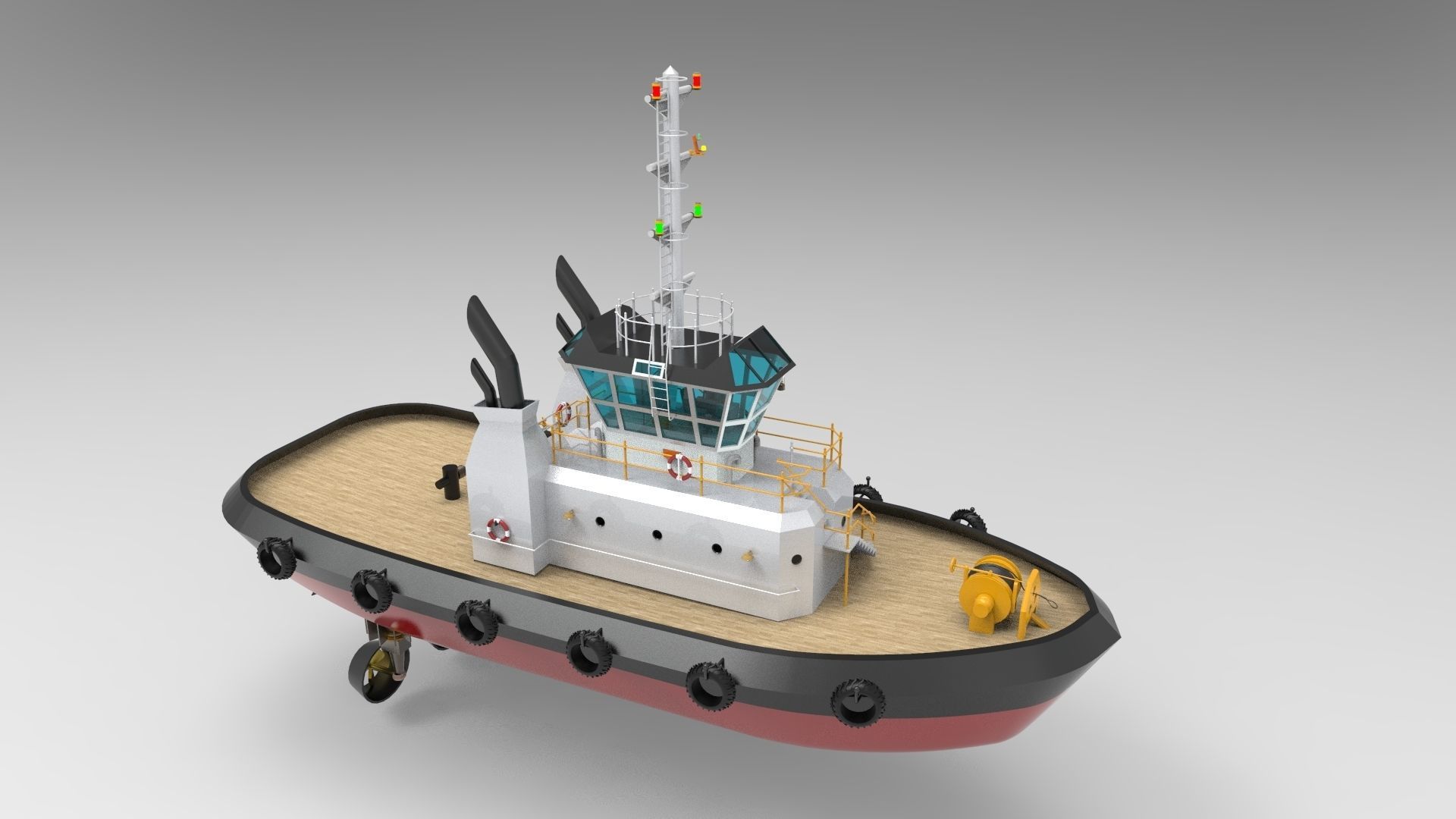 Tugboat CGI and Printed Model Low-poly 3D model_3