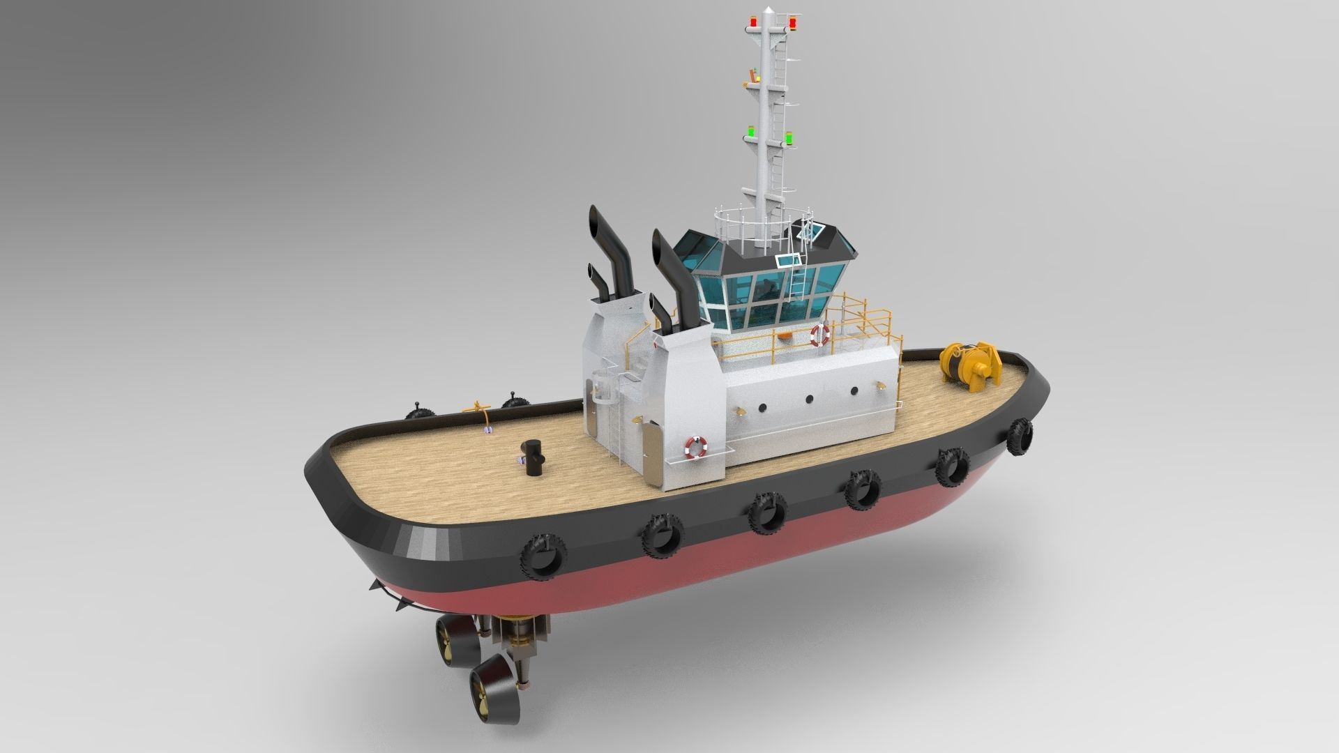 Tugboat CGI and Printed Model Low-poly 3D model_2