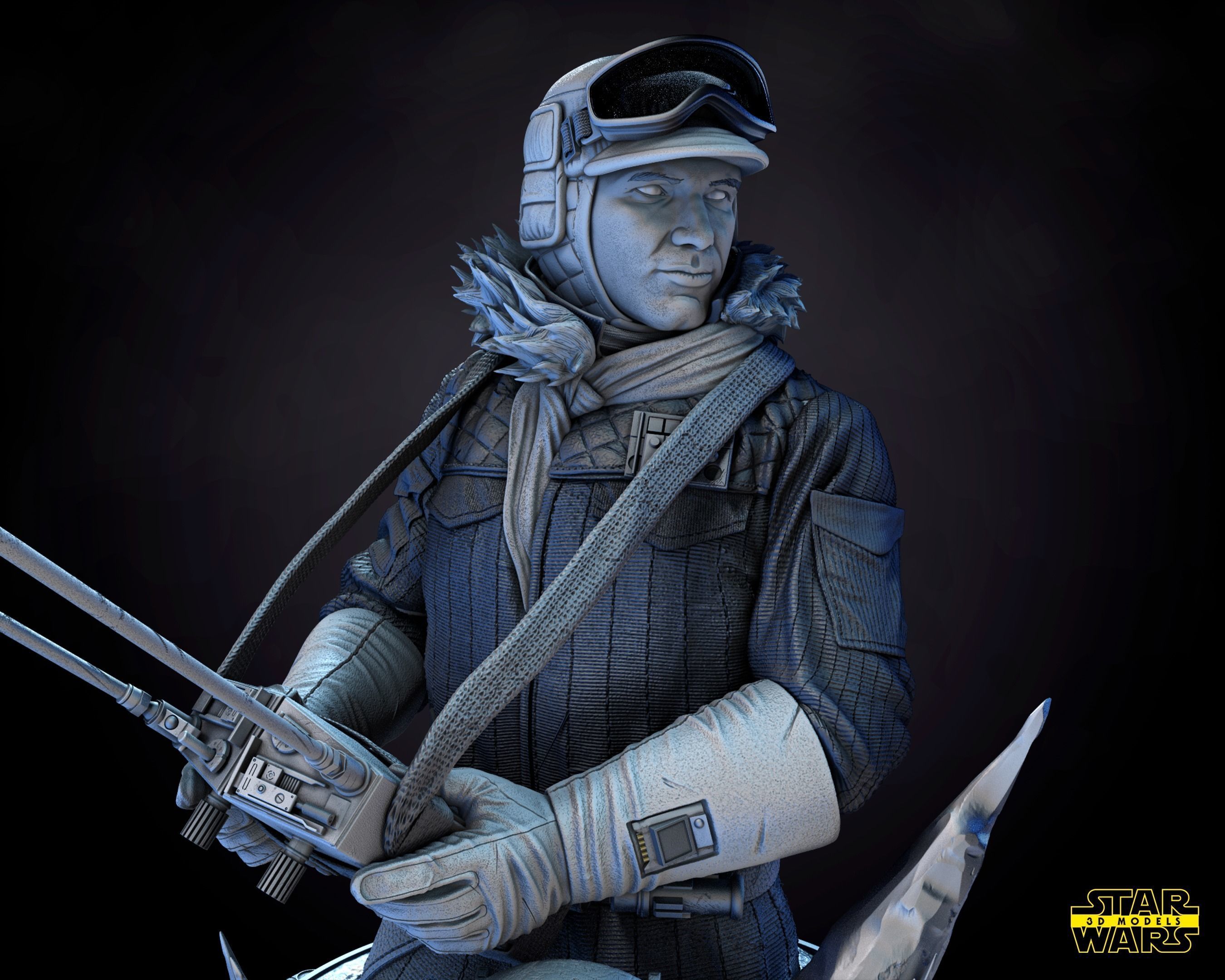 Han Solo Snowsuit Bust Tested for 3D printing 3D print model_3