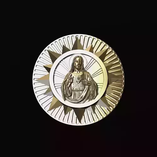 MEDALLA DE CORAZON DE JESUS MODELO 3D 