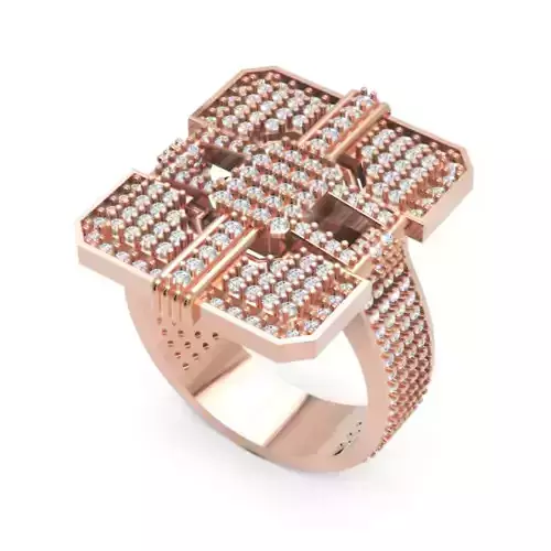 Statement Diamond Block Ring 3DM STL Jewelry Model