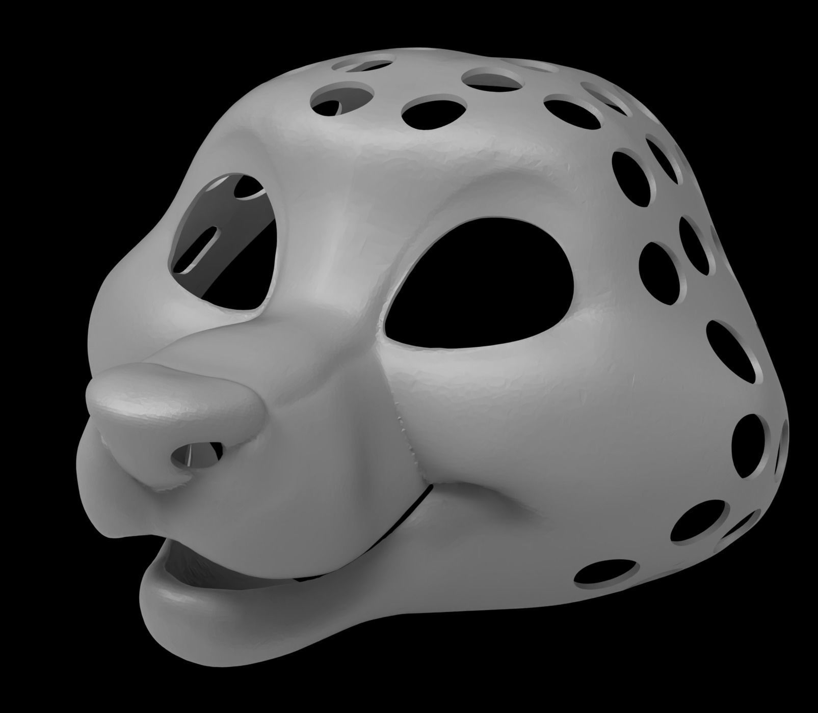 Petite Canine Fursuit Head Base 3D print model_2