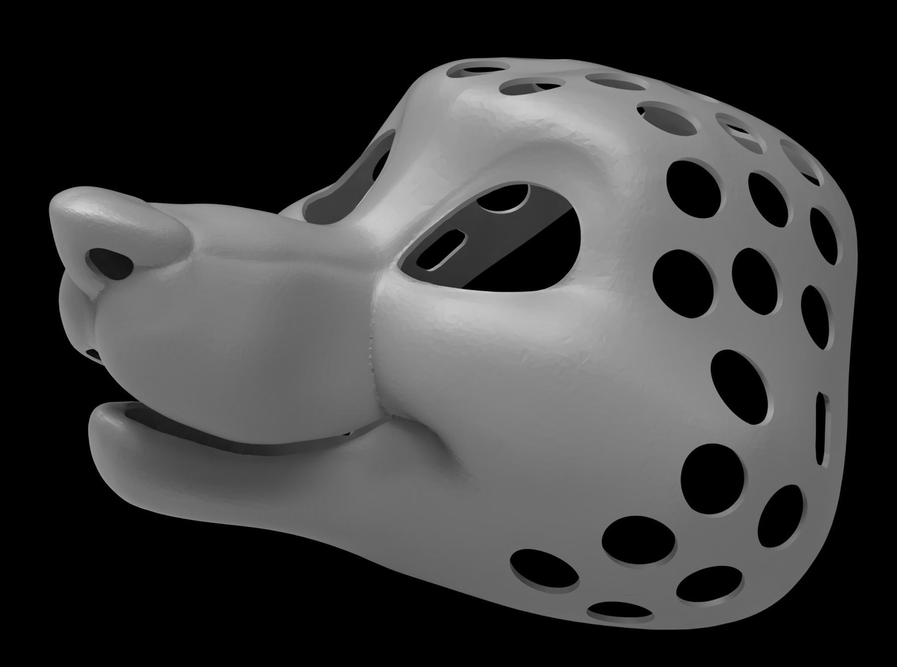 Petite Canine Fursuit Head Base 3D print model_3