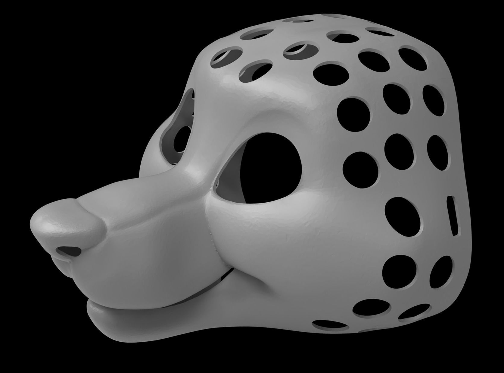 Petite Canine Fursuit Head Base 3D print model_6