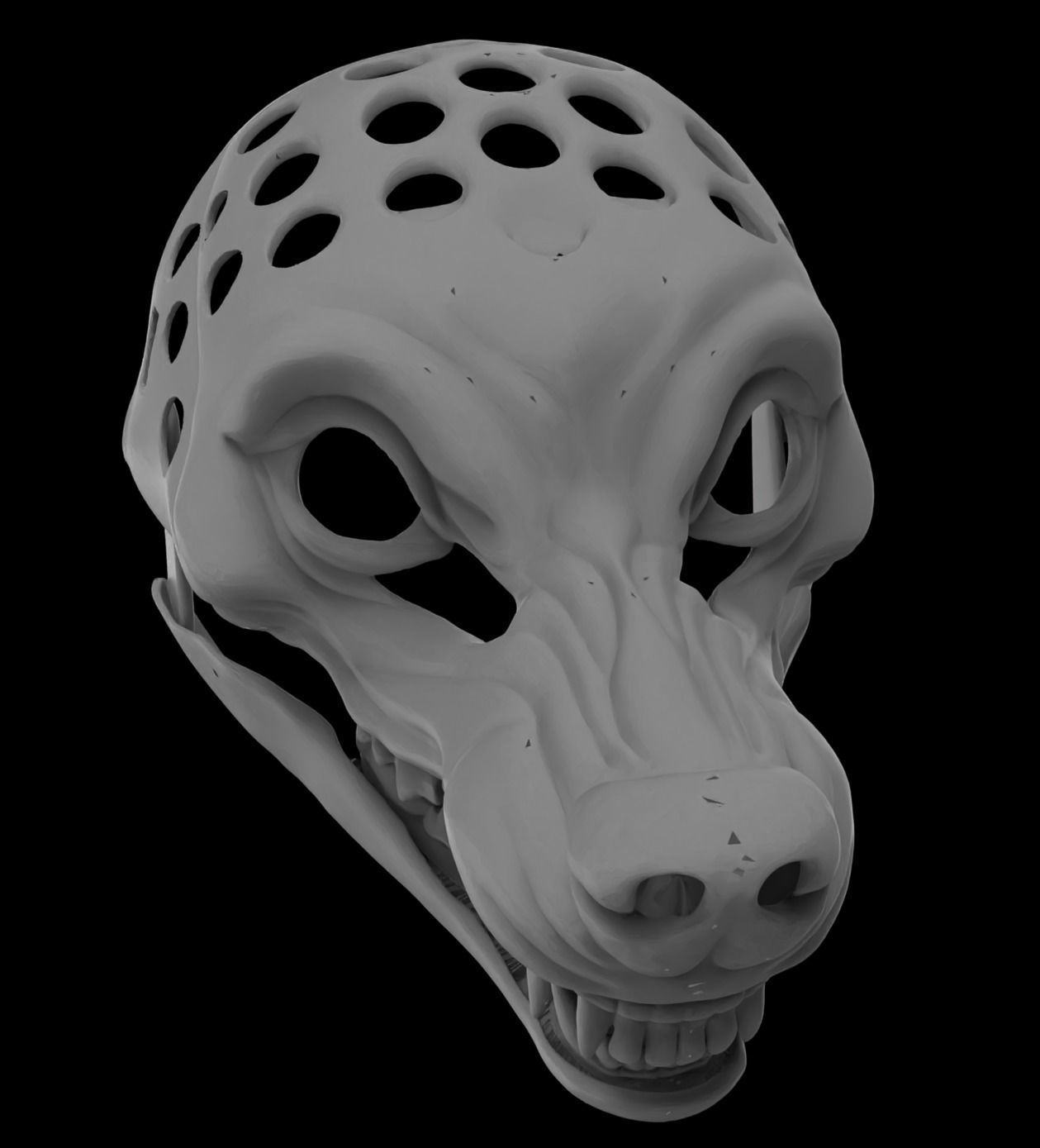 Articulated Snarly Werewolf Mask Head Base 3D print model_2