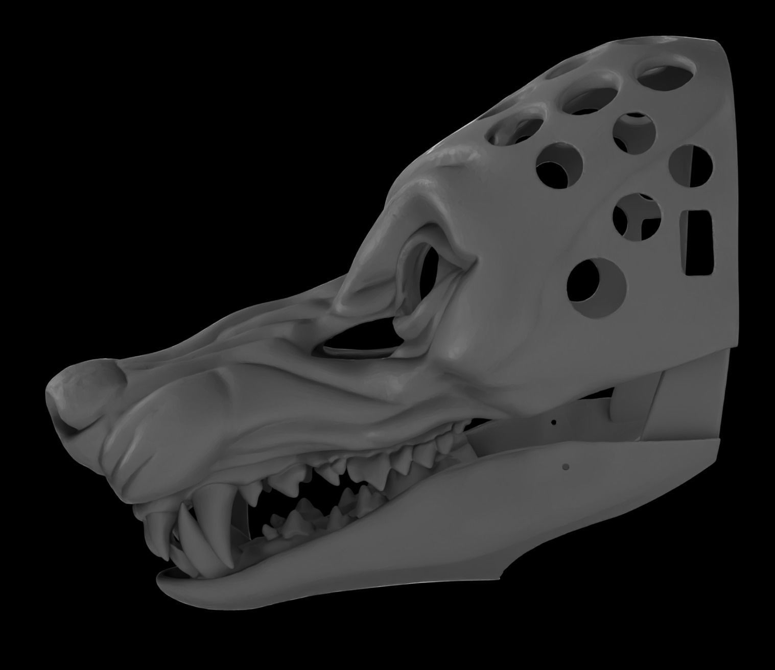 Articulated Snarly Werewolf Mask Head Base 3D print model_4
