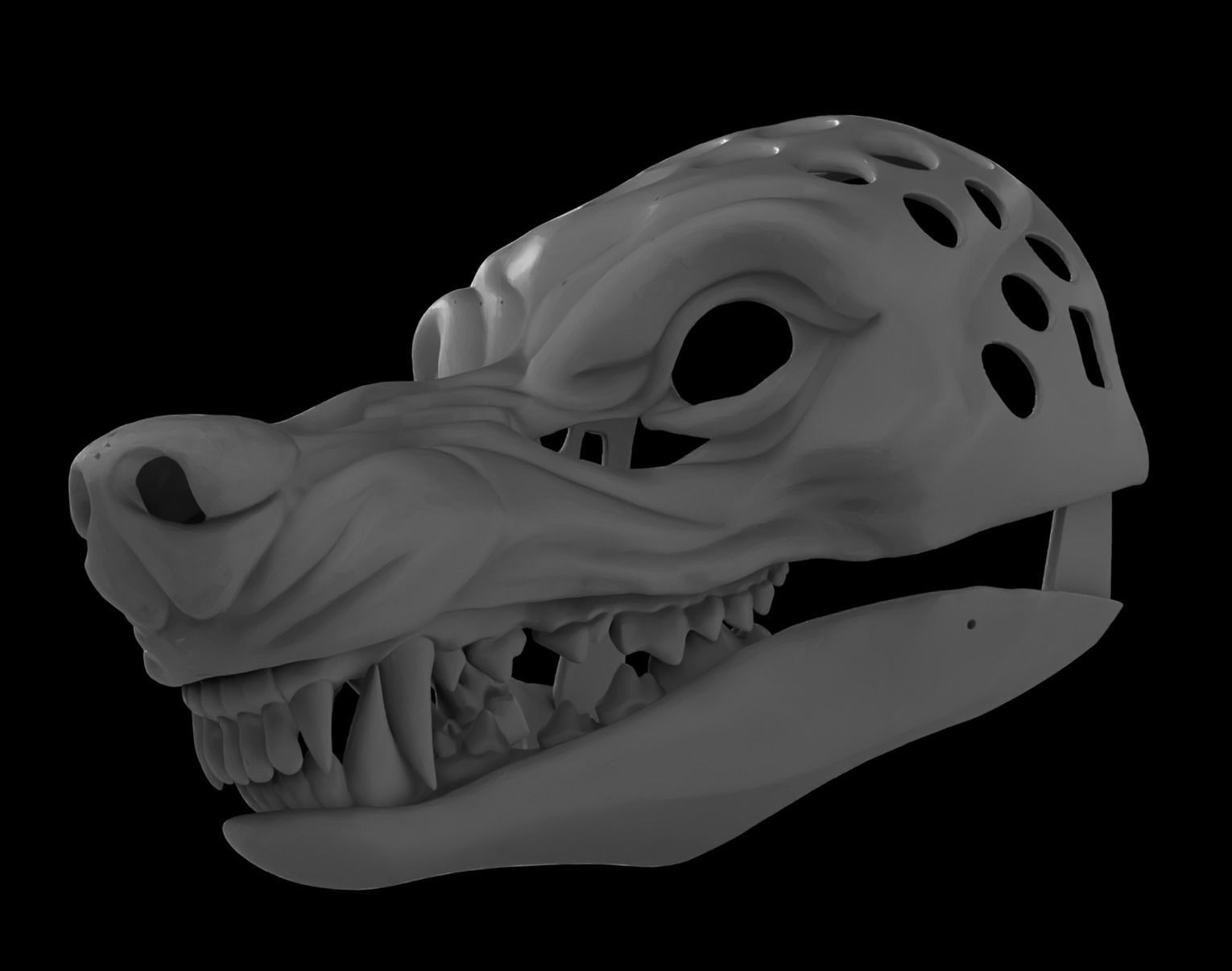 Articulated Snarly Werewolf Mask Head Base 3D print model_5