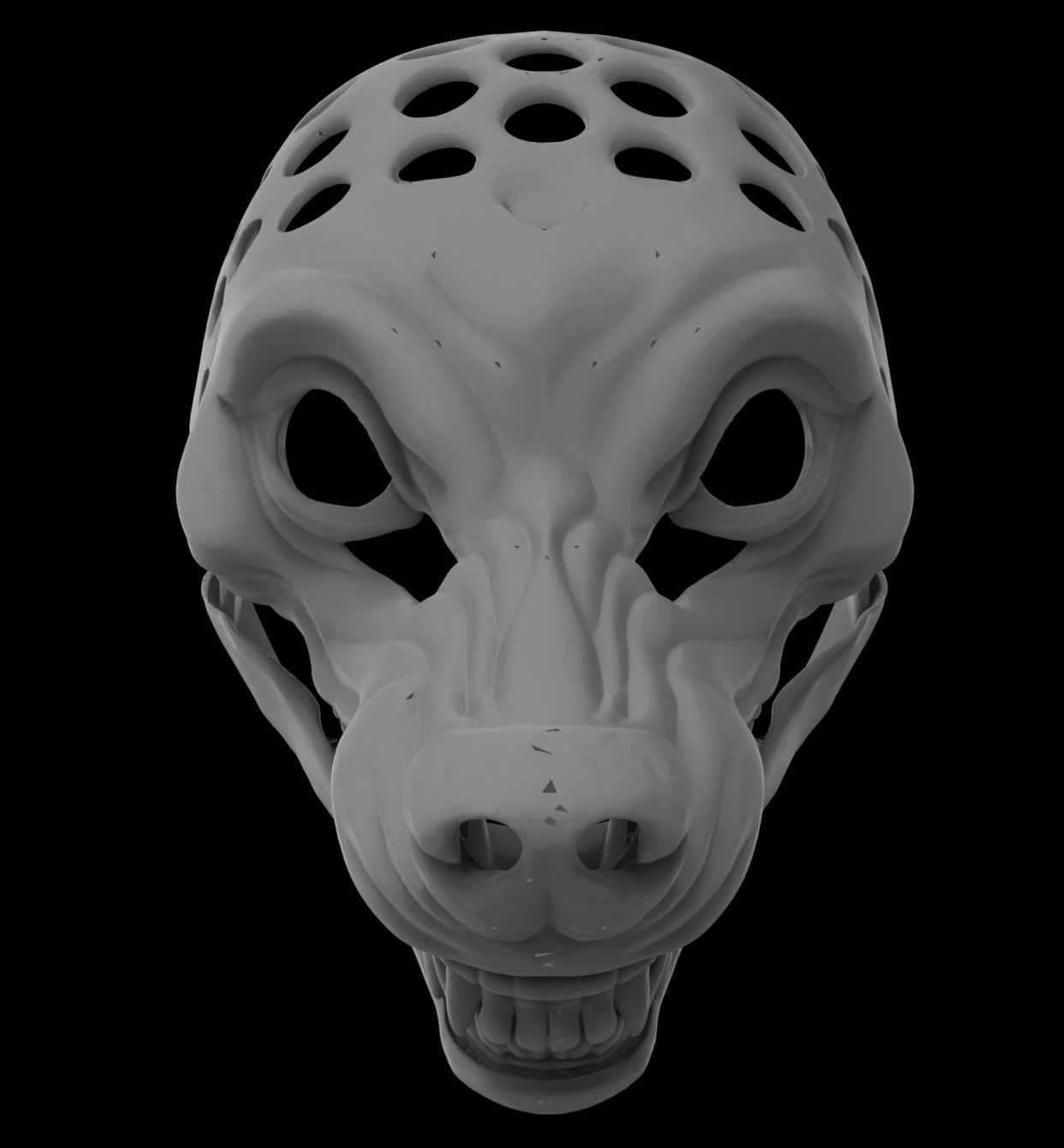 Articulated Snarly Werewolf Mask Head Base 3D print model_1