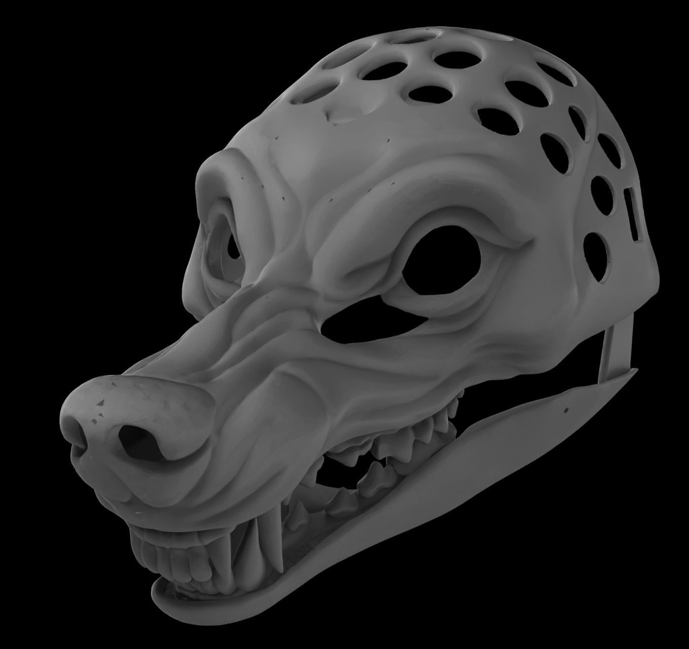Articulated Snarly Werewolf Mask Head Base 3D print model_6