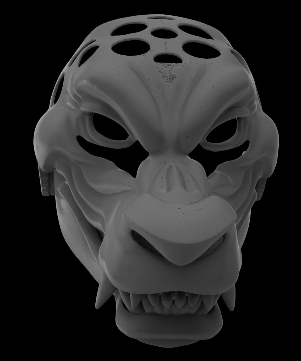 Articulated Grinning Werewolf Mask Head Base 3D print model_5