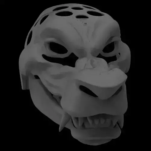 Articulated Grinning Werewolf Mask Head Base 3D print model Articulated Grinning Werewolf Mask Head Base 3D print model