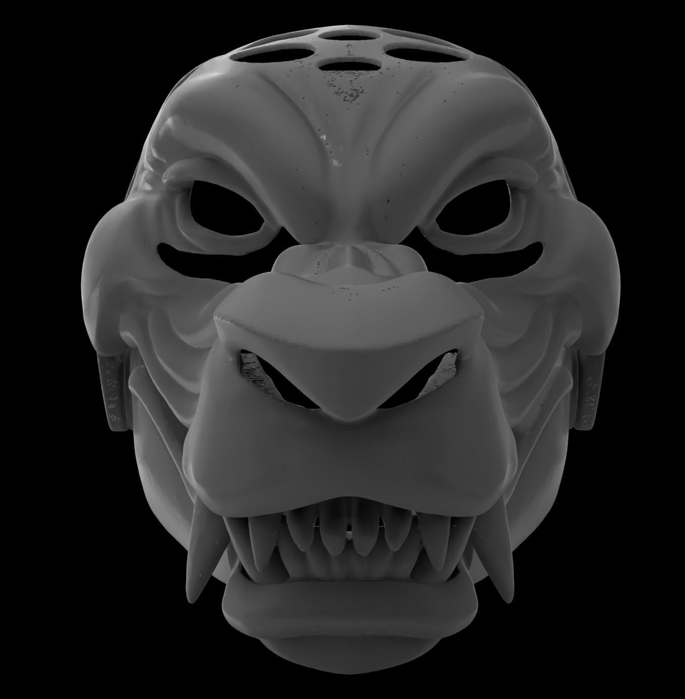 Articulated Grinning Werewolf Mask Head Base 3D print model_3