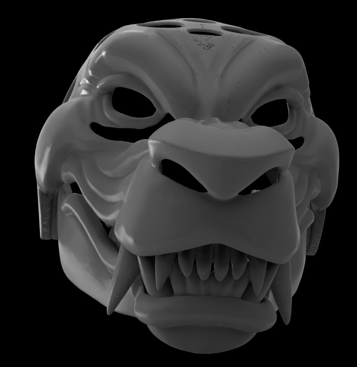 Articulated Grinning Werewolf Mask Head Base 3D print model_9