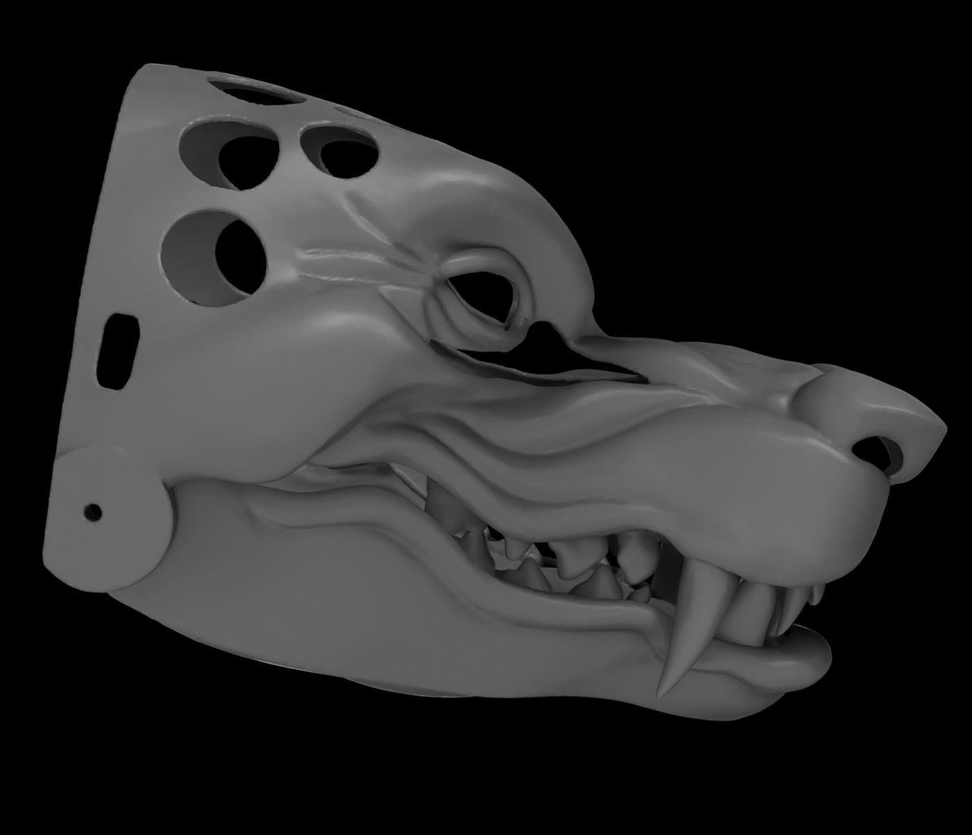Articulated Grinning Werewolf Mask Head Base 3D print model_6