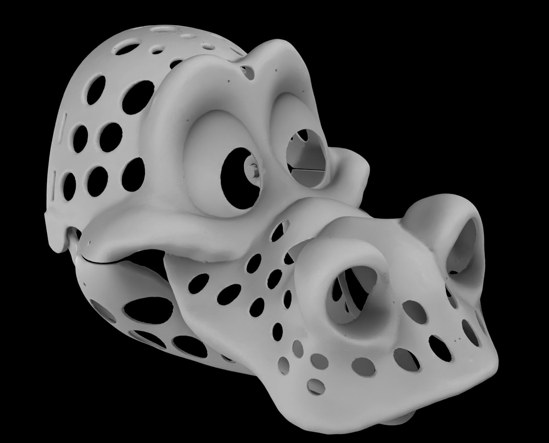 Articulated Toon Dragon Fursuit Head Base 3D print model_4