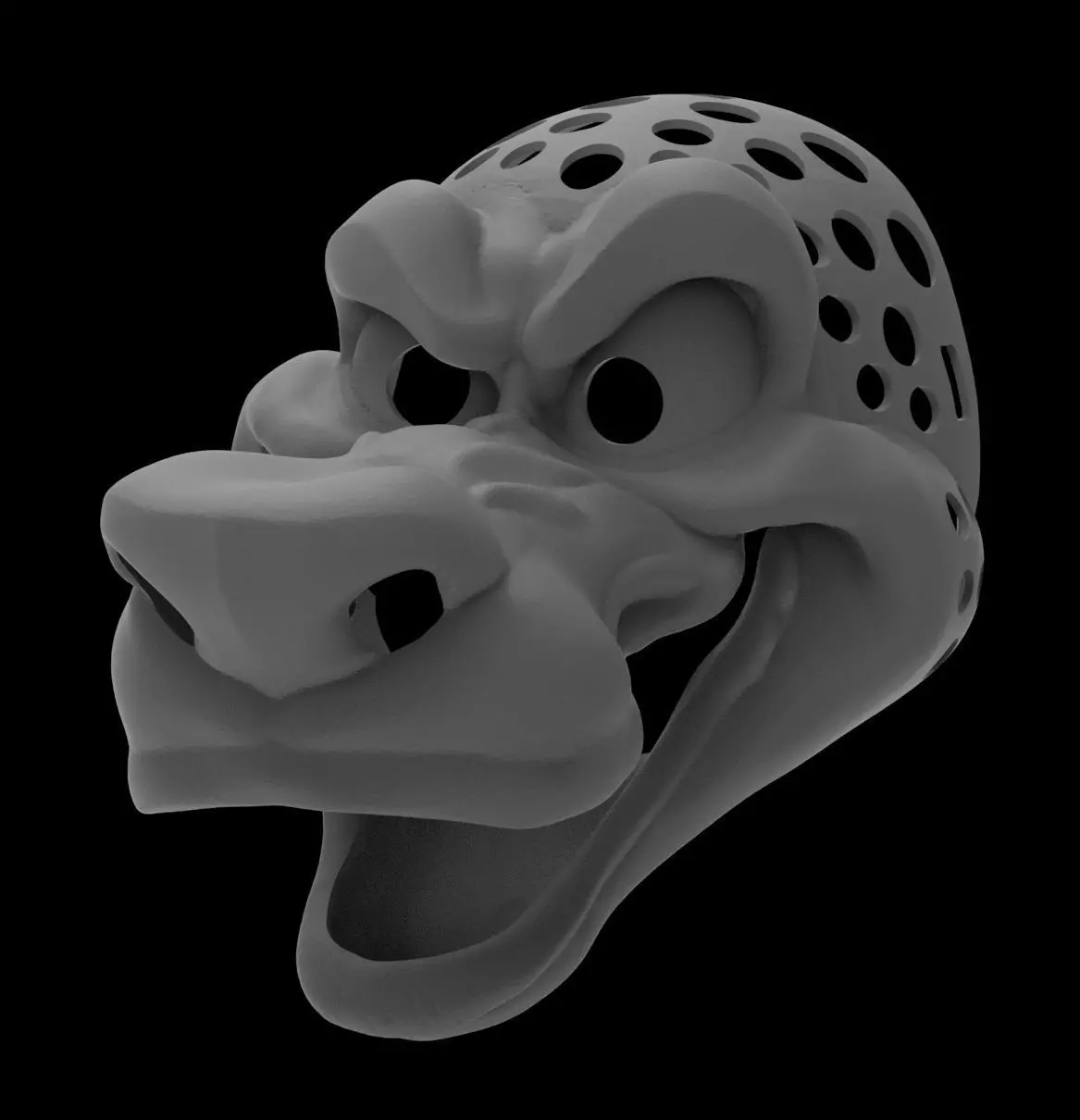 Arched Brow Canine Fursuit Head Base 3D print model_0