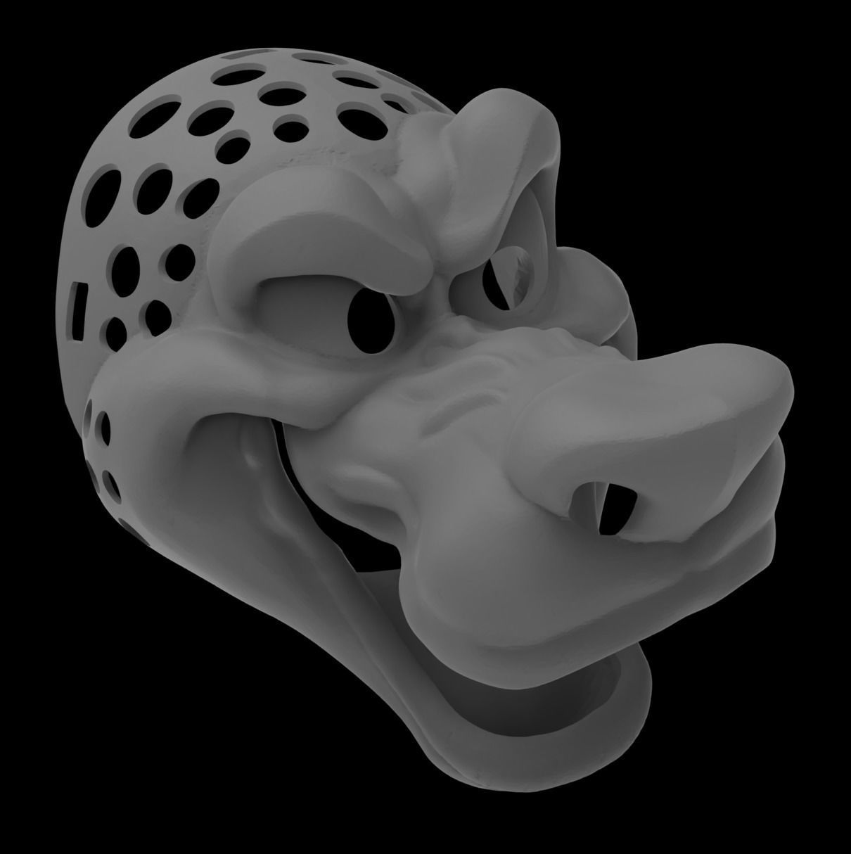 Arched Brow Canine Fursuit Head Base 3D print model_1