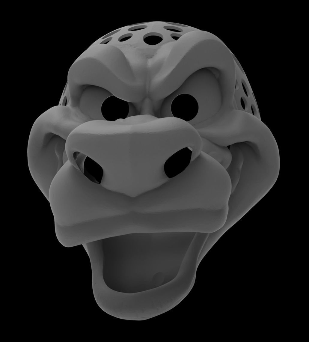 Arched Brow Canine Fursuit Head Base 3D print model_4