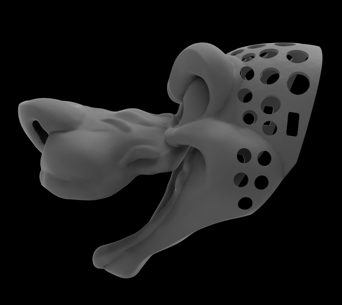 Arched Brow Canine Fursuit Head Base 3D print model_5