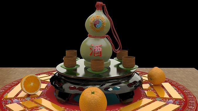 Chinese gourd wine bottle   3D model