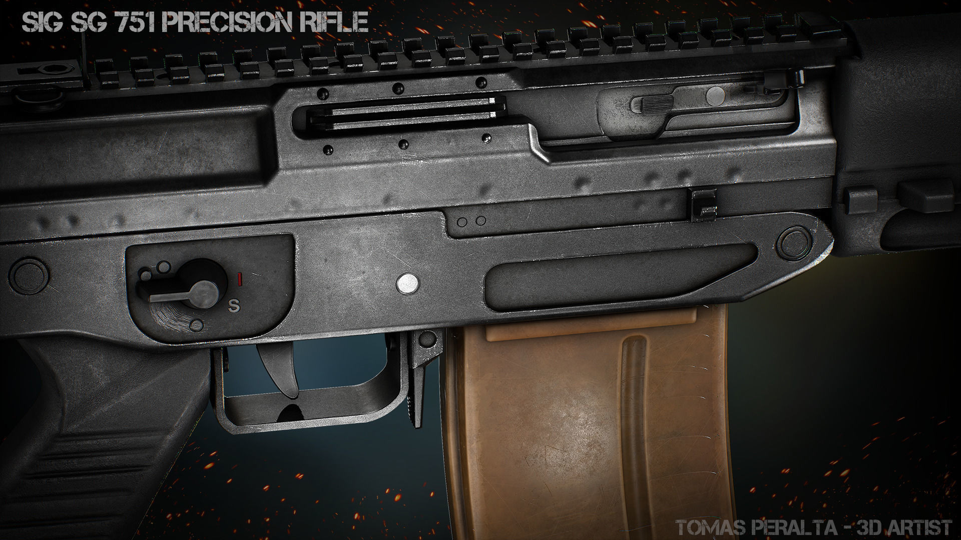 SIG 751 Precision Rifle Low-poly 3D model_7