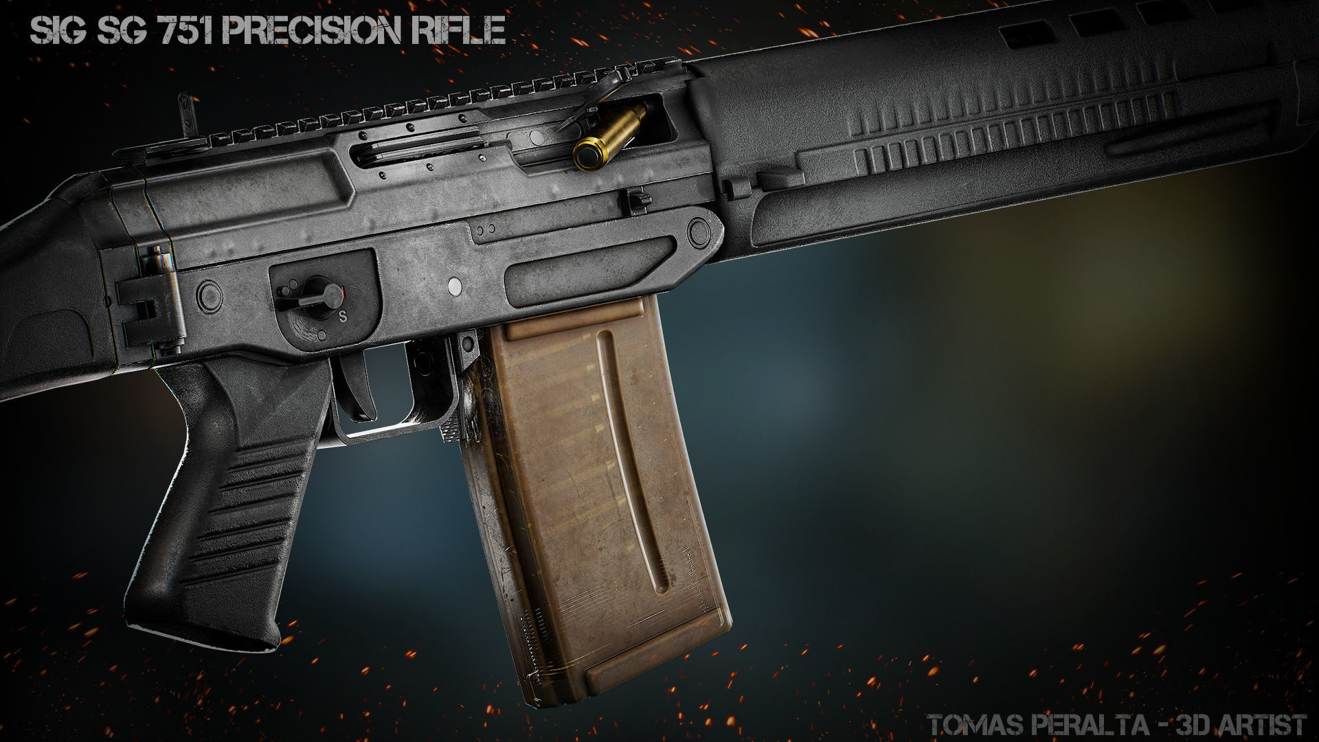 SIG 751 Precision Rifle Low-poly 3D model_1
