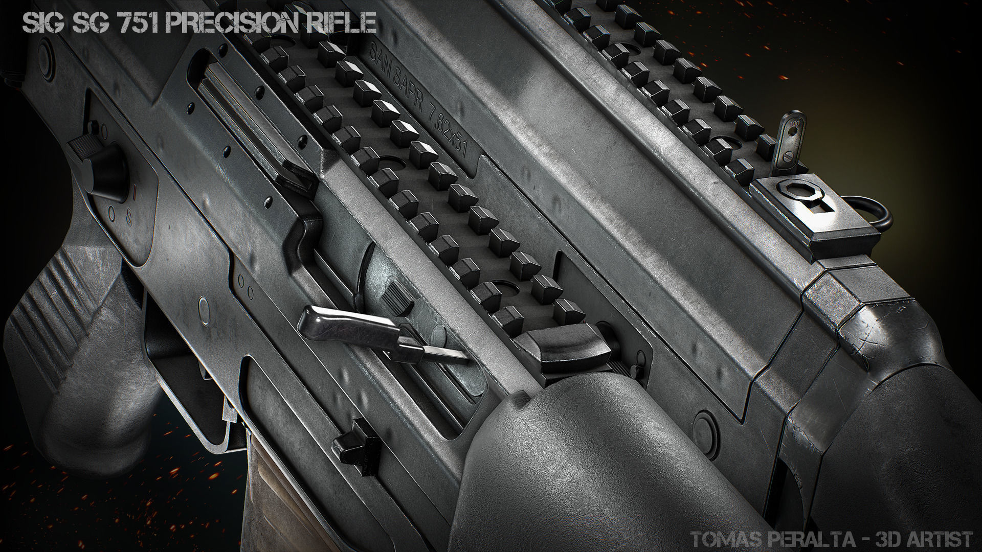 SIG 751 Precision Rifle Low-poly 3D model_2