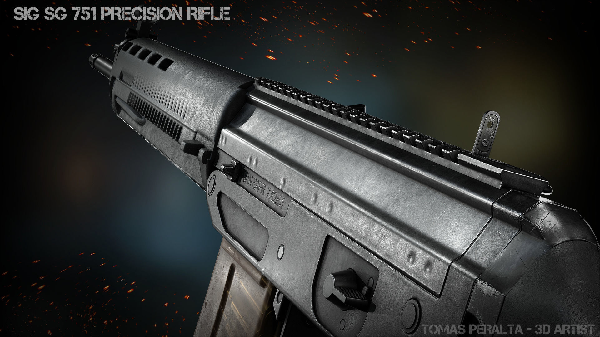 SIG 751 Precision Rifle Low-poly 3D model_4