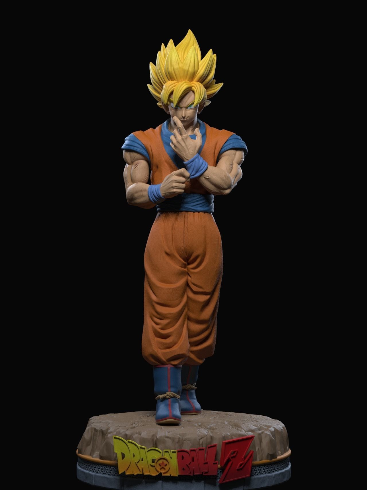 DBZ Goku and Goku SSJ2 Statue 3D 3D print model_2