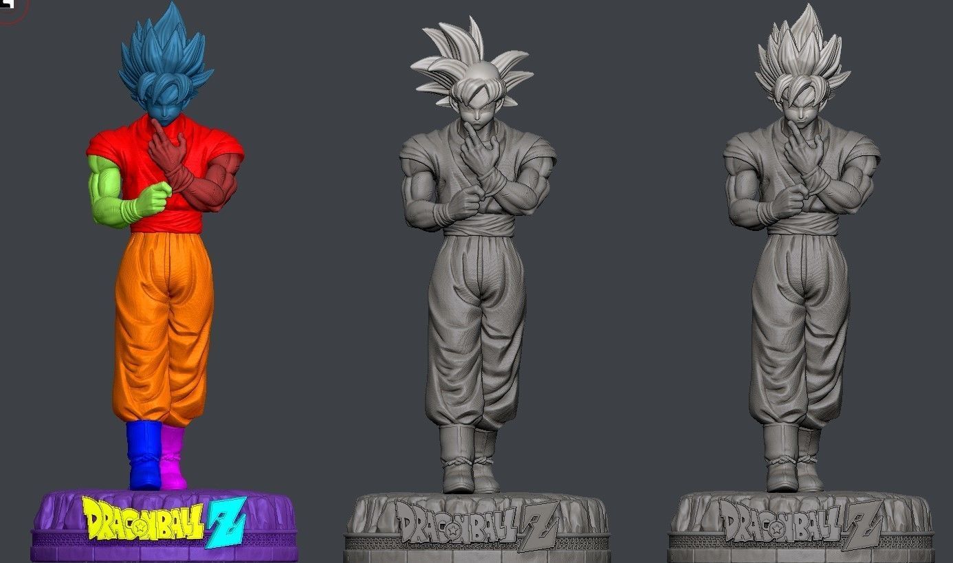 DBZ Goku and Goku SSJ2 Statue 3D 3D print model_6