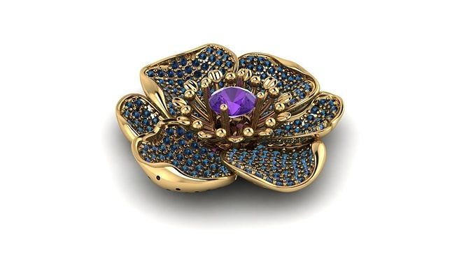 flower studded with stones 3D print model