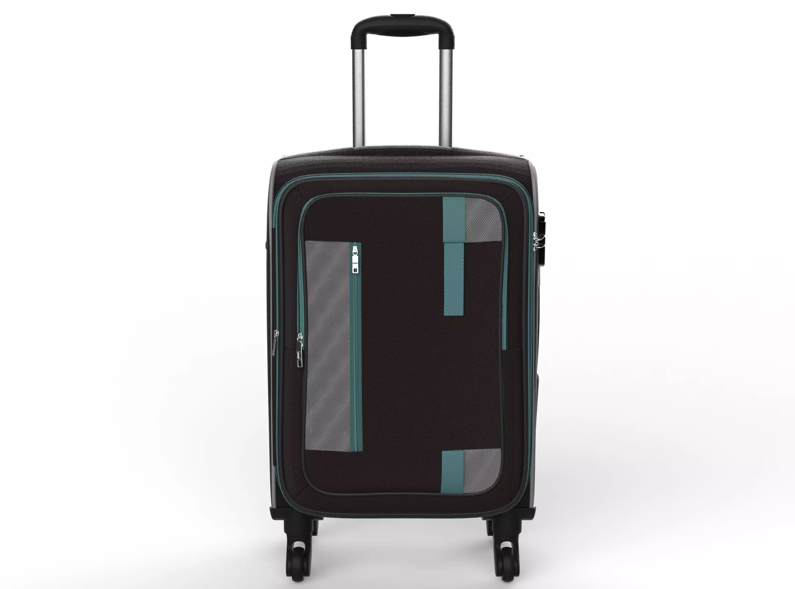 Black Suitcase Low-poly 3D model_0
